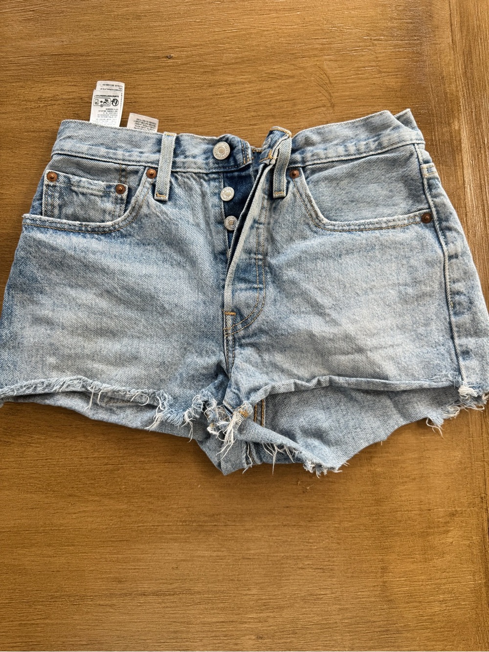 Levi's Light Blue High-Rise Button-Fly Denim Shorts